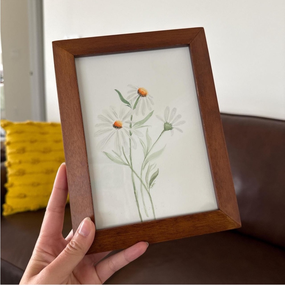 Dark Walnut Frame with Floral Artwork